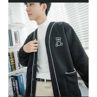 Áo khoác bomber nỉ nút logo gấu love form chuẩn