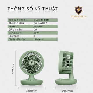 Quạt điện (Quạt điện cơ), để bàn, có lưới bảo vệ, hiệu: KAISA VILLA model JD-8116