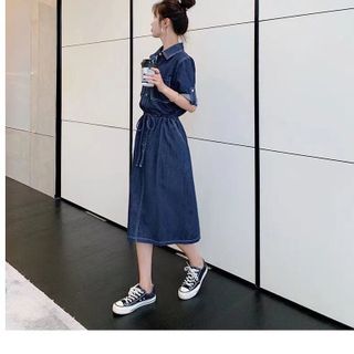 ĐẦM JEAN DENIM EO RÚT TÚI NẮP - DT1655