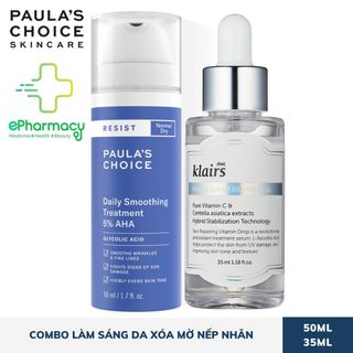 COMBO Tẩy tế bào chết Paulas Choice 5% AHA [50ml] + Serum Klairs Vitamin C [35ml] sáng da xóa mờ nếp nhăn