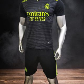 Quần áo đá banh CLB Real đen 2022 giá sỉ