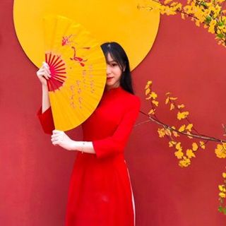 Bộ áo dài lụa tây thi màu đỏ