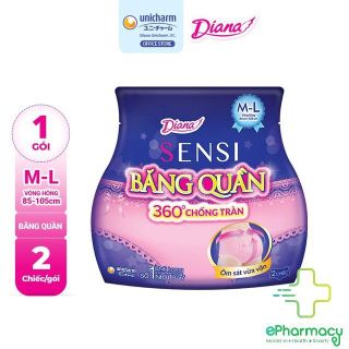 BVS Diana Ban Đêm - Băng Vệ Sinh Diana Sensi Dạng Quần Size M-L & S-M 2 Chiếc/Gói giá sỉ