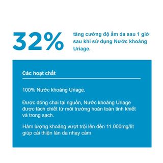 Uriage Xịt Khoáng Thermal Water siêu giàu khoáng dưỡng ẩm, làm dịu và phục hồi da nhạy cảm 300ml