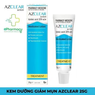 Kem dưỡng Azclear Action Medicated Lotion 20% Azelaic Acid - kem dưỡng giảm mụn mờ thâm Azclear 25g