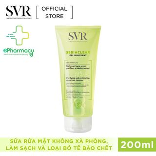 Sữa Rửa Mặt SVR SEBIACLEAR Gel Moussant, làm sạch, tẩy tế bào chết SVR SEBIACLEAR Gel