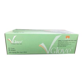 Găng Tay Y Tế Latex Không Bột VGlove Powder Free Latex Gloves màu trắng cao su tự nhiên 100 chiếc/hộp