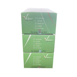 Găng Tay Y Tế Latex Không Bột VGlove Powder Free Latex Gloves màu trắng cao su tự nhiên 100 chiếc/hộp