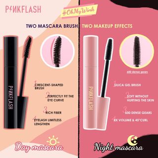 Mascara PINKFLASH chuốt mi ngày và đêm kháng nước chất lượng cao 30g 13129