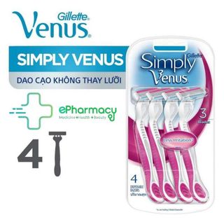 Dao cạo nữ Gillette Venus Simple 3 - Bộ 4 cây dao cạo Gillette Venus cho nữ giá sỉ