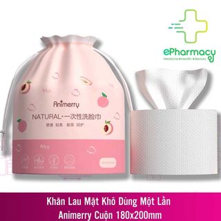 Khăn Tẩy Trang ANIMERRY Dạng Cuộn Hồng 100% bông tự nhiên siêu dai 180x220mm ePharmacy giá sỉ