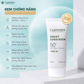 Kem Chống Nắng Caryophy Smart Tone-up Sunscreen ngừa mụn, nâng tone sáng da SPF50+ PA+++ 50ml