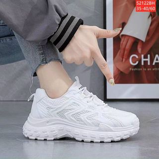 Giày thể thao nữ chất da mềm phối vải lưới thoáng khí S2122