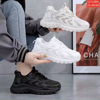 Giày thể thao nữ chất da mềm phối vải lưới thoáng khí S2122