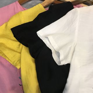 Áo đũi thêu cộc tay dáng xuông