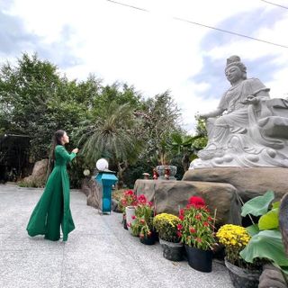 BỘ ÁO DÀI LỤA TÂY THI MÀU XANH LÁ ĐẬM