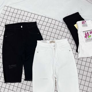 Quần jean ngố trắng đen 2 kiểu