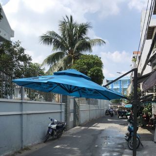 Dù hợp kim nhôm cao cấp, dù lệch tâm tròn đường kính 3m, trục xoay 360, nghiêng 180 (đã bao gồm chân đế bê tông)