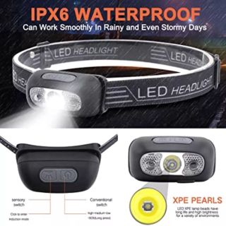 Đèn Pin LED đội đầu cảm biến bằng tay, Đèn pha LED chống nước kèm sạc USB giá sỉ