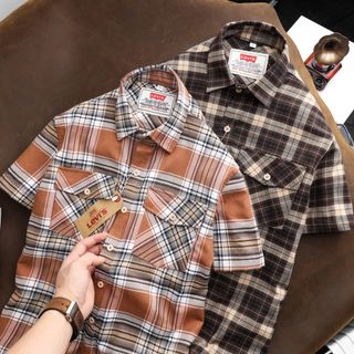 áo sơ mi ngắn tay chất vải flannel đã qua xử lý chất vải mịn size từ 55kg - 85kg