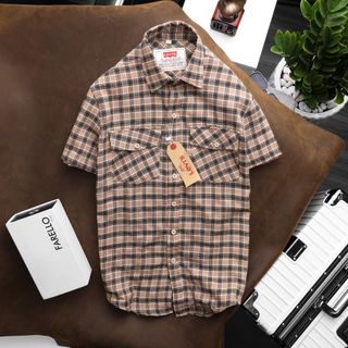 áo sơ mi ngắn tay chất vải flannel đã qua xử lý chất vải mịn size từ 55kg - 85kg