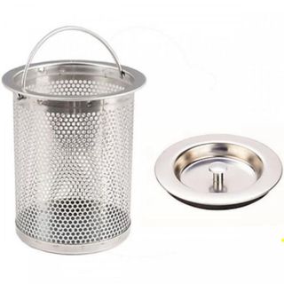 Giỏ Lọc Rác Kèm Nắp Bồn Rửa Chén Bát Inox Chống Rỉ Sét