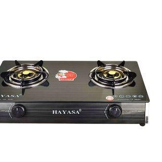 Bếp ga kiếng đôi Hayasa Ha-8080 (KM) đầu đốt đồng, điếu inox SS430, kiềng men 5ly