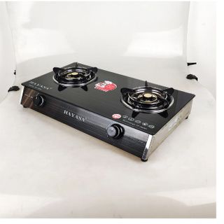 Bếp ga kiếng đôi Hayasa Ha-8080 (KM) đầu đốt đồng, điếu inox SS430, kiềng men 5ly