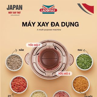 Máy xay thịt cối thủy tinh 2.0L Ladomax Ha-333D, 400W, thân nhựa, màu đỏ (1tx8)