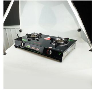 Bếp ga kiếng đôi Hayasa Ha-8060 (ĐG) Điếu Gang Bếp ga kiếng đôi Hayasa Ha-8060 đầu đốt đồng, điều inox SS430 vành, có chắn gió