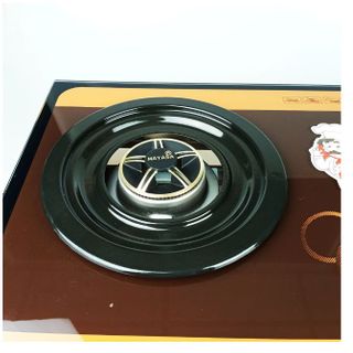 Bếp ga kiếng đôi Hayasa Ha-8600 đầu đốt đồng, điếu inox 304 hộp, kiềng men 5 ly