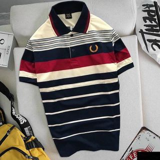 [P0069] Áo cổ bẻ logo Bông Lúa sọc chất liệu 100% cotton (HÀNG XUẤT KHẨU)