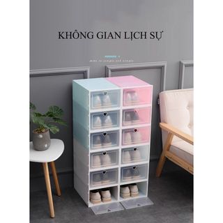 Hộp Giày Nhựa  Đa Năng Nắp Nhựa Cứng Trong Suốt ( KT: 33X23X14CM )