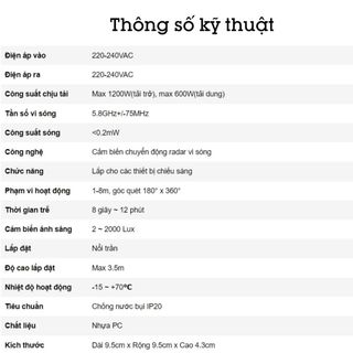 Công tắc cảm biến rada lắp nổi trần Homematic MS600