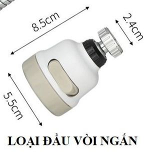 Đầu Vòi Tăng Áp Xoay 360 Độ, 2 Chế Độ Chảy Thông Minh 5cm