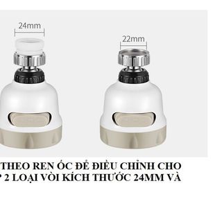 Đầu Vòi Tăng Áp Xoay 360 Độ, 2 Chế Độ Chảy Thông Minh 5cm
