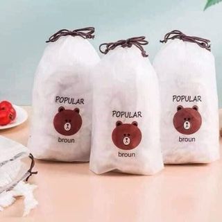 Túi 100Pcs Màn Bọc Thực Phẩm Hình Gấu, Có Thể Tái Sử Dụng, Chun Buộc Co Gĩan
