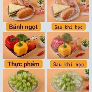 Túi 100Pcs Màn Bọc Thực Phẩm Hình Gấu, Có Thể Tái Sử Dụng, Chun Buộc Co Gĩan