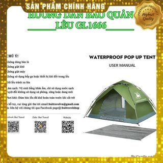 Lều du lịch tự bung chống nước 4-6 người cao cấp GL1666 - Lều chống mưa đi phượt, dã ngoại - Đồ camping- Baobillba