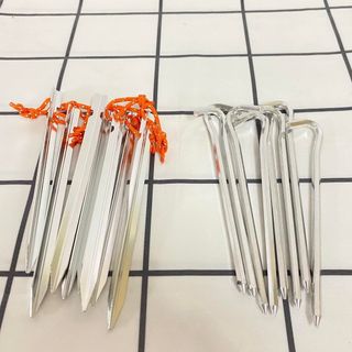 Bộ 8 Cọc Đinh Ghim Lều- Đinh Ghim Tăng Bạt Nhôm Siêu Nhẹ dùng để căng mái tăng, cố định đồ dùng bằng hợp kim nhôm.