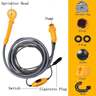 Vòi sen tắm bơm 12v di động dùng tắm hoặc rửa xe khi đi du lịch cắm trại dã ngoại - Billba Outdoors
