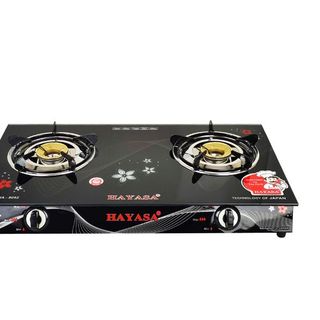 Bếp ga kiếng đôi Hayasa Ha-8092 (HSĐ) đầu đốt đồng vàng Japan, điếu inox SS410