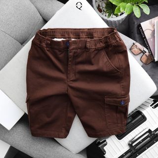 Quần short kaki nam túi hộp lưng thun trẻ trung, năng động