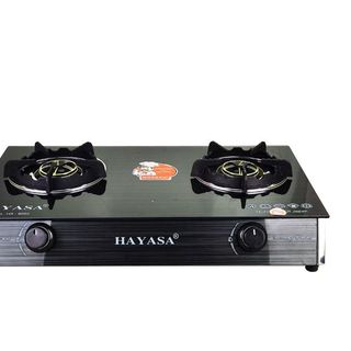 Bếp ga kiếng đôi Hayasa Ha-8080 (KG-304) đầu đốt đồng, điếu inox 304, kiềng gang