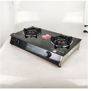 Bếp ga kiếng đôi Hayasa Ha-8080 (KG-304) đầu đốt đồng, điếu inox 304, kiềng gang