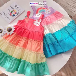 Đầm công chúa , váy cho bé gái họa tiết chú thỏ dễ thương E79 - Likekids
