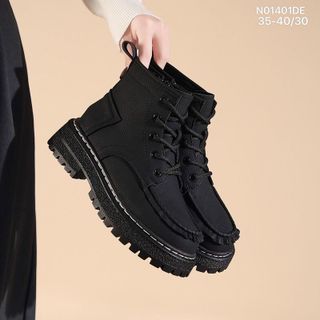 Bốt Nữ Da Mềm Buộc Dây Cổ Ngắn