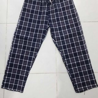 Quần dài caro nữ thun bố kaki co giản lưng chum rút dây Crg