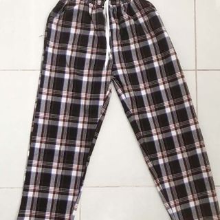 Quần dài caro nữ thun bố kaki co giản lưng chum rút dây Crg 03