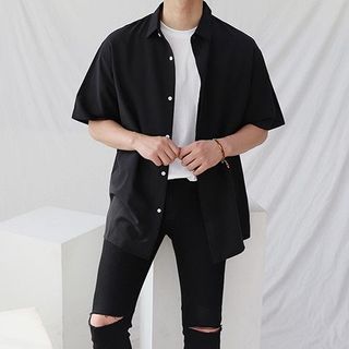 Áo sơ mi nam lụa form rộng ngắn tay form Hàn Quốc trẻ trung năng động chất lụa mềm mịn mát không nhăn